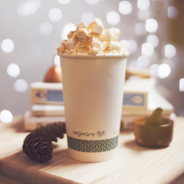 Vegware™ White Hot Drink Cups, Biodegradable Hot Beverage Cups, Compostable Coffee Vending Cups