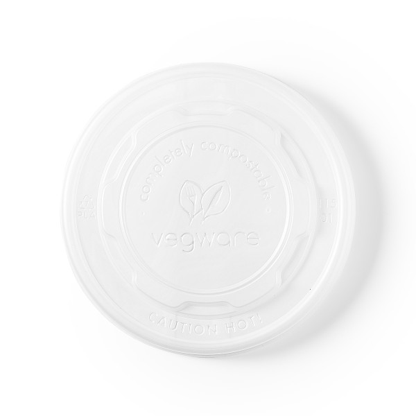 Vegware - Flat CPLA cold lid  fits 12-32oz soup containers